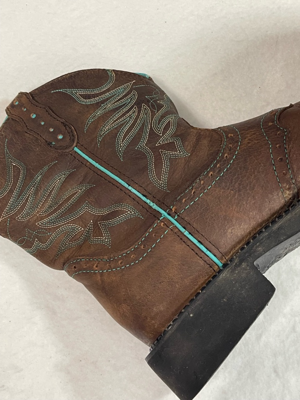 Justin Mandra Chocolate Western square Boots L9624 Leather 9.5B - Picture 5 of 14